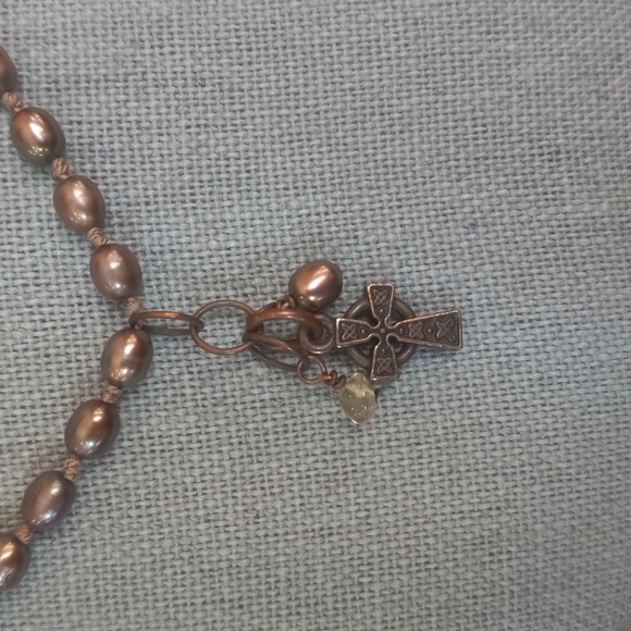 Celtic Cross Necklace & Earrings Set, Antique Bronze, 19-20" - Picture 3 of 5